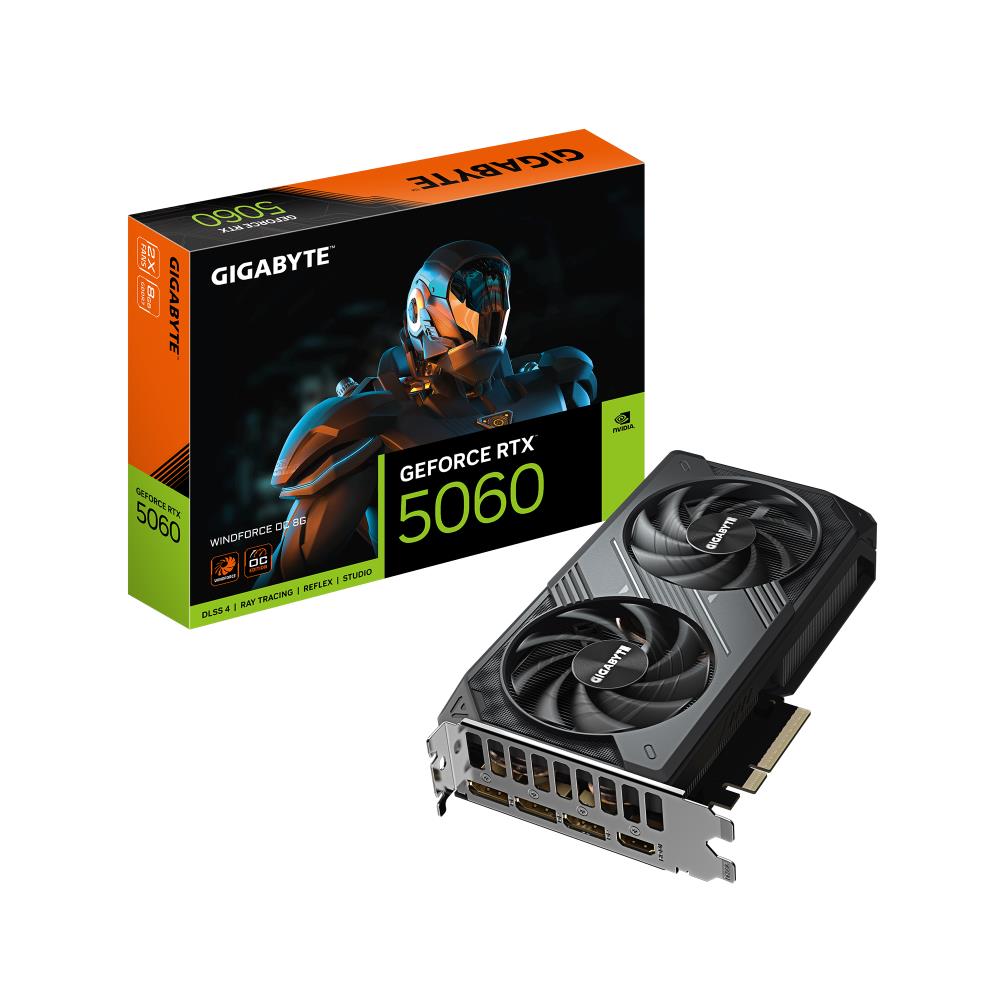 graphics-cardgigabytenvidia-geforce-rtx-50608-gbgddr7128-bitpcie-50-16xgpu-2512-mhz1xhdmi3xdisplayportgv-n5060wf2oc-8gd-0
